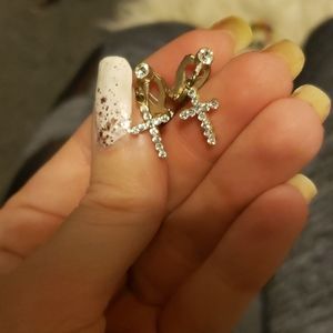 Cross clip on earrings